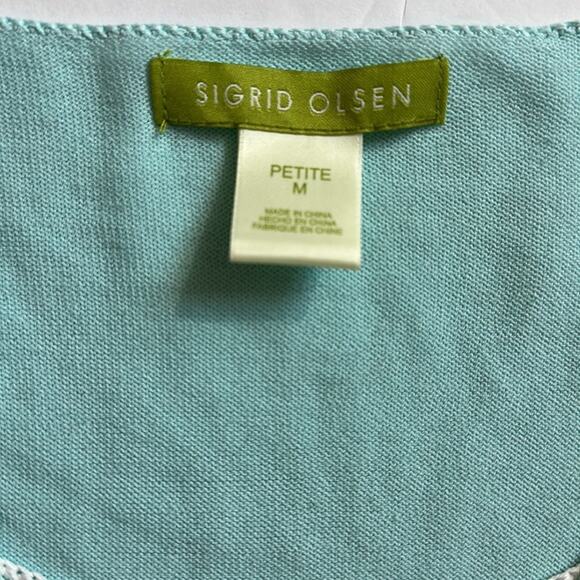 Sigrid Olsen Double Layered Sweater Cotton Rayon 3/4 Sleeve Light Blue M Petite - Picture 10 of 15